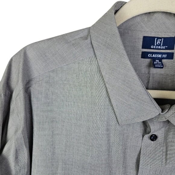 [g] George Classic‎ Fit Button-Up Shirt Men's Size 3XL Long Sleeve Oxford Gray - Picture 4 of 10